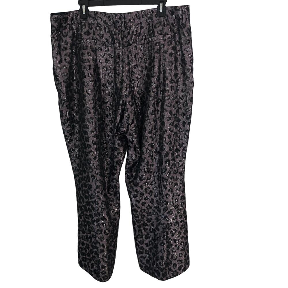 Evening Pants Slacks Lined Sheen Animal Print Size 20 Purple Tanya Taylor - Picture 2 of 8
